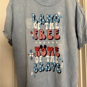 Blue Graphic T-Shirt with Patriotic Design